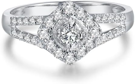 Diamond Rings For Women, 18k White Gold Rings - Vintage Rings For Women, Real Diamond Engagement Rings For Women & Wedding Band For Ladies