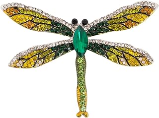 Pin Clasp Emerald Dragonfly Brooch with Crystal Embellishment, Ideal Birthday Gift for Women
