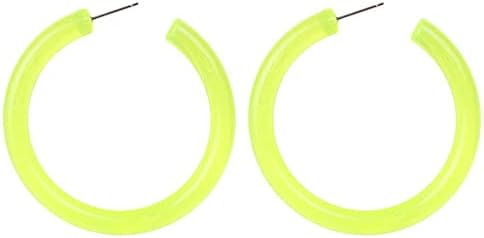 80s Earrings Accessories for Women Retro Colored Neon Hoop Earrings for Girls Green Big Hoop Earrings for Halloween 80s Party Neon Costume Accessories