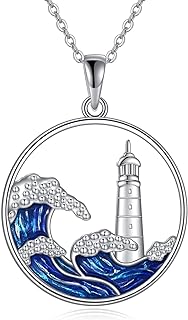 YAFEINI Sterling Silver Lighthouse Pendant Necklace with Rolo Chain & Spring Ring Clasp - Symbol of Resilience and Guidance - Ideal Gift for Men and Women