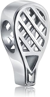 Sterling Silver Clasp Tennis Racquet Charm Bracelet with European Chain for Women and Teens, Squash and Racquetball Sports Design