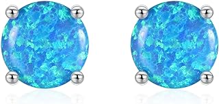 925 Sterling Silver Hypoallergenic Opal Stud Earrings with Secure Push Back, Ideal Gift for Women and Girls, Radiant October Birthstone Design