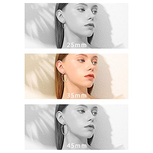 Hoop Earrings for Women - 14K Rose Gold Plated Hypoallergenic Lightweight CZ Big Hoop Earrings Set