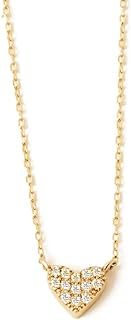 GELIN Diamond 14K Solid Gold Heart Charm Necklace for Women | 14K Real Gold Pave Diamond Heart Pendant Necklace | Diamond Love Necklace | Women's 14K Gold Jewelry | Gift for Anniversary, 18"