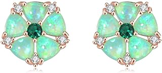 CiNily Flower Earrings,Opal Stud Earrings Sterling Silver or White Gold/Rose Gold Plated Ladies Flower Stud Earrings Cute Unique Earrings for Girls