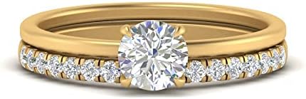 IGI Certified 1 Carat Round Cut Lab Created Diamond Solitaire Engagement Ring With 1/5 CT & 1/3 CT Matching Band 14K Solid Gold SI1-SI2 Clarity And F-H Color (Premium Collection)