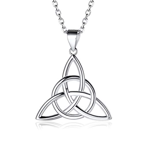 ChicSilver 925 Sterling Silver Good Luck Irish Celtic Knot Necklaces Vintage Triangle/Cross/Round Pendant Necklaces Gift for Women (with Gift Box)