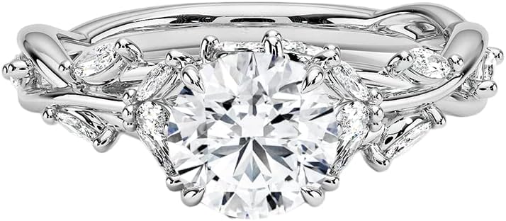 1.50 CT 14K White Gold/ 925 Sterling Silver Secret Garden Round Cut Moissanite Diamond Engagement/Wedding Ring For Women