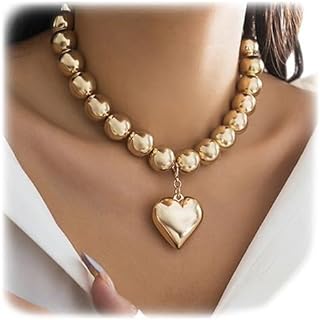 Alloy Ball Clasp and Cable Chain Multi-Layered Metal Bead Necklace with Distinctive Hip Hop Design for Women