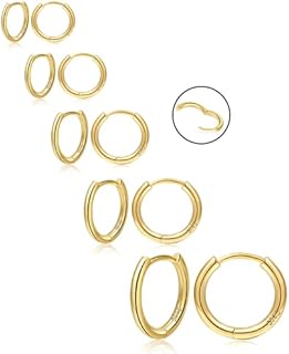 NEVEGE 21mm Gold Plated Sterling Silver Hoop Earrings with Snap Back for Women and Girls, Hypoallergenic and Lightweight Design