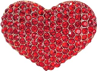 Gyn&Joy Gold Tone Red Colored Crystal Love Heart Brooch Pin