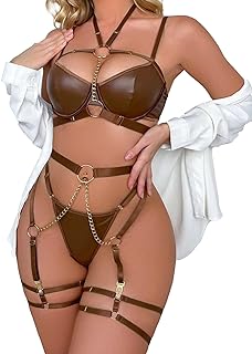 Strappy Push-up Bra and Body Chain Lingerie Set by Avidlove for Women - Polyblend, Durable & Adjustable Design