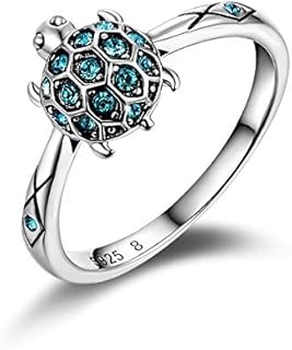 Sterling Silver Turtle Wedding Ring with Cubic Zirconia for Women and Girls in Unique Design