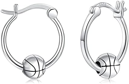 Baseball/Football/Basketball/Volleyball Earrings 925 Sterling Silver Hoop Earrings Hypoallergenic Cool Sports Earrings Jewelry Gifts for Women Girls Sensitive Ears
