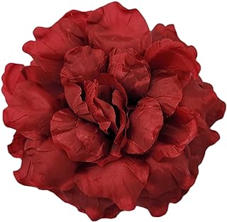 M&S Schmalberg Handmade Camellias Flower Hair Clip and Brooch Pin Elegant Flower Accessory American Made in New York's Garment Center Camellia (Deep Red)