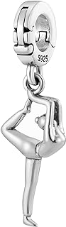 Natarajasana Dancer Yoga Pose Balance Open Clasp Clip On Pendant 925 Sterling Silver Charm For Pandora & Other Charm Bracelets/Necklaces