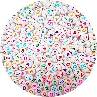 1000Pcs Acofect Acrylic Mixed Color Letter and Number Beads for Crafting and DIY - Round Beads for Bracelets, Keychains, Necklaces and Sunglasses