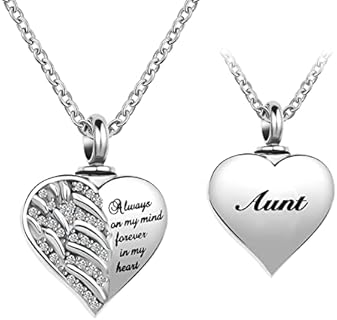Angel Wings Cremation Urn Necklaces for Ashes Crystal Heart Keepsake Pendant Memorial Locket Ash Holder