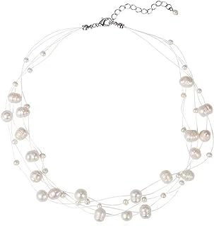 Handmade Layered Pearl Necklace Vintage Elegant Three-strand Pearl Beaded Fishing Line lightweight Fairy Choker Necklace for Women Teen Girls Wedding Bridal Birthday Prom Party Fashion Jewelry Gifts