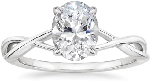 Oval Cut 2 Ct Moissanite Split Shank Engagement Ring in Sterling Silver / Solid Gold for Her – Solitaire Design