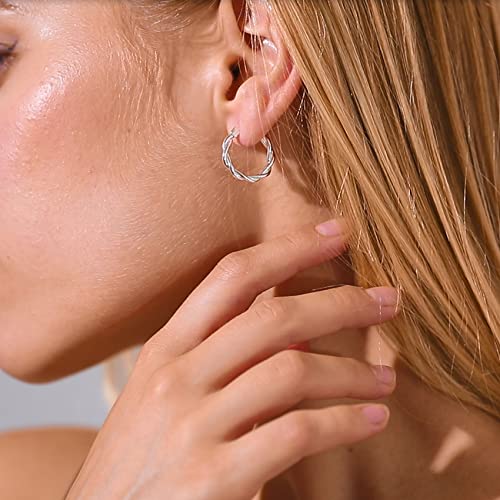 Gold Hoop Earrings for Women Sterling Silver Post Small Gold Hoop Earrings 14k Real Gold Tiny Hypoallergenic Small Hoop Earrings Set for Women Men Girls 13/15 /20mm