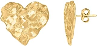 10k Yellow Gold Womens Nugget Love Heart Stud Earrings Jewelry Gifts for Women