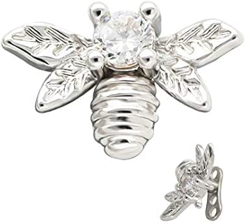 Excepro Dermal Piercing Jewelry with Cubic-Zirconia and G23 Titanium - Multicolor Plated Bee Design Anchor Top