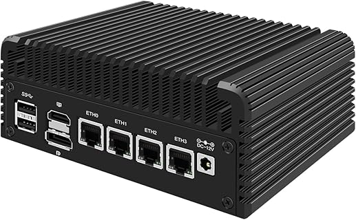 HUNSN Barebone Mini PC mit Intel 12th Gen Core i3, perfekt als Firewall Appliance oder VPN Router, kompakt und lautlos, unterstützt Linux und FreeBSD, ideal für kleine Büros