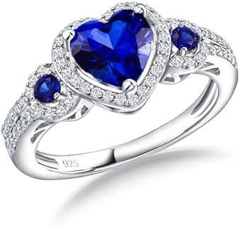 2ct Heart Shaped Engagement Rings for Women 925 Sterling Silver Heart Ring Sapphire/Ruby/Emerald Halo Promise Ring for Her Wedding Anniversary Size 6-10