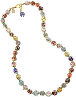 Glass Of Venice Short Murano Glass Necklace 16-Inch plus Extender - Italian Multicolor Sommerso Sparkling Beads Handmade Blown Glass - Murano Glass Necklaces For Women