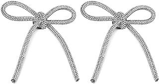 Rehinestone Row Brooch Pin Rhinestone Brooch, Elegant for Dress Suit Jacket, Rhinestone Bowknot Silver Rhinestone Pins 2PCS