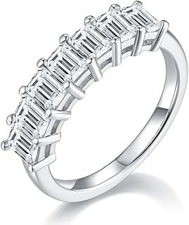 Sterling Silver Bridal Engagement Ring - 2.1 Carat Rectangular Natural Diamond, D-color VVS1 Excellent Cut, Wedding and Engagement Jewelry for Women