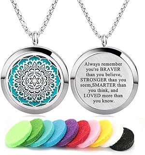 Aromatherapy Essential Oil Diffuser Necklace Stainless Steel lnspirational Locket Pendant(Flower)