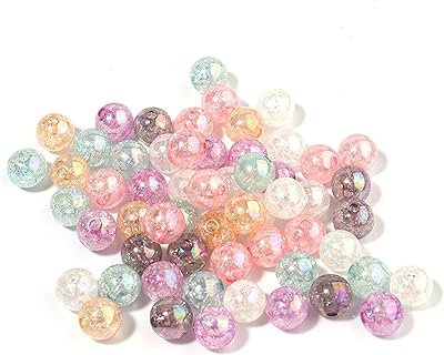 Xeahung Multicolored Acrylic Round Beads for DIY Arts and Crafts, 200pcs 8mm Christmas Glass Bead Bracelet Components for Jewelry Making