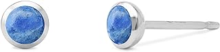 Fossil Stud Lapis Lazuli Earrings with Push Back in Sterling Silver for Women, Mini Circle Design from Boma Jewelry