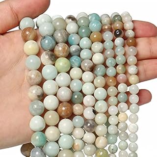60pcs 6mm Natural Stone Beads Amazonite Beads Crystal Gemstone for Jewelry Making, DIY Bracelet Necklace