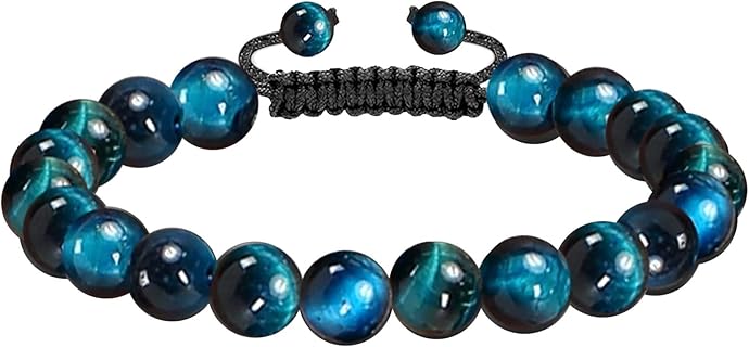 GoPaw Handgefertigtes 8 mm Tigeraugen-Perlenarmband mit Buddha-Anhänger, Verstellbare Größe und Natürliche Edelsteine, Ideal für Herren und Damen