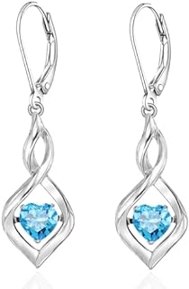 Infinitely Elegant WASEE Emerald Dangle Earrings with Lever Back and Created Topaz for Women and Girls, Heart-Shaped Design, Made with 925 Sterling Silver