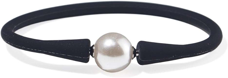 Personalized Freshwater Pearl Bead Chain Bracelet in Durable Silicone, Unisex Vibrant Charm Bangle, Adjustable Fit - Ideal for Men & Women's Birthday Gifts, 7.2 inch Design