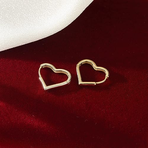 925 Sterling Silver 1.6CM Heart Hoop Earrings for Women Teen Girls Minimalist Hoop Earrings Sweet Love Heart Earrings Drop