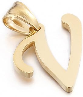 14k Gold Plated Letter Initial Charm Pendant in Stainless Steel for Men and Women - Unique Personalized Jewelry Accessory