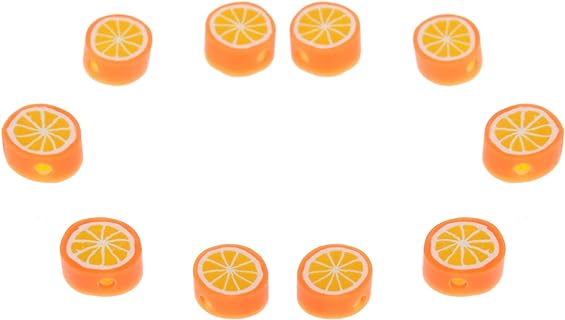 Fruit Polymer Clay Beads 200pcs Orange Slice Charm Spacer Beads Fruit Heishi Beads for DIY Necklace Bracelet Keychain Crafts Jewelry Making Supplies