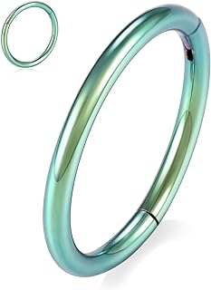 PEAKLINK 18G 16G 316L Surgical Steel Hinged Nose Rings Hoop Seamless Piercing Rings for Nose Conch Septum Cartilage Helix Tragus Rook Daith Lobe Piercing Jewelry