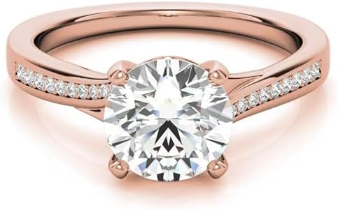 925 Sterling Silver Round Moissanite Engagement Rings for Women with Elegant Bypass Channel Design