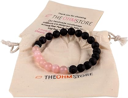Handmade Rose Quartz Bead and Lava Stone Bracelet With Spring Ring Clasp For Women, Ideal For Meditation And Stress Relief - Exquisite Nepal Origin Energy Bracelet
