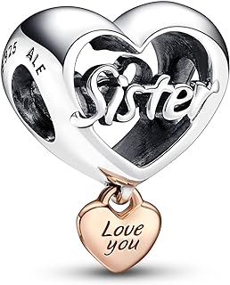 Sterling Silver Pandora Love You Sister Heart Charm Bracelet - Amazing Women's Jewelry Designed for Mother's Day - Crafted with Rose & No Gemstone