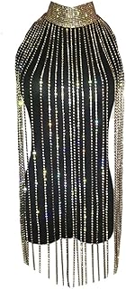 Buckle Clasp Long Choker Necklace with Cable Chain designed for Women - Zinc Rhinestone Tassel Design by Fstrend