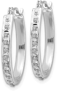 Mary J Blige 14K White Gold Diamond Oval Hinged Hoop Earrings for Sophisticated Women