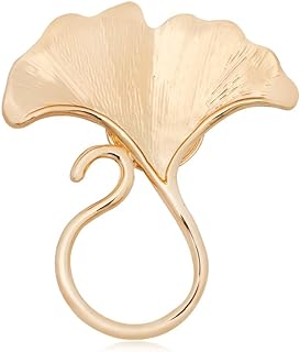 Gold-Plated Ginkgo Biloba Magnetic Brooch and Eyeglass Holder - Luxurious Zinc Alloy Nature Jewelry for Women - Symbol of Strength and Resilience - Perfect Gift for Any Occasion