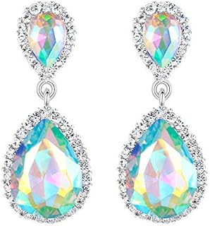 EVER FAITH Women's Austrian Crystal Wedding Tear Drop Dangle Earrings